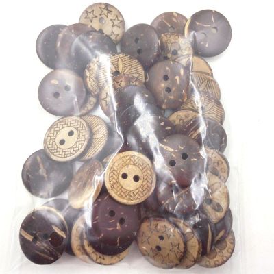 50pcslot Brown Coconut Shell 2 Holes Buttons fit Sewing Scrapbooking 18mm