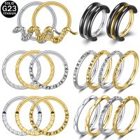 ZS 16G G23 Titanium Nose Ring Crystal Helix Daith Earring Piercing Gold Plated Septum Piercing Women Snake Nose Body Piercing