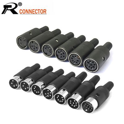 10PCS DIN Connector Male/Female DIN Plug Jack Socket Connector 3/4/5/6/7/8/13 PIN Chassis Cable Mount With Plastic Handle Watering Systems Garden Hose
