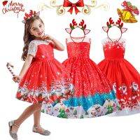 Kids Christmas Red Dresses for Girls Santa Claus Snowman Xmas Princess Costume 2022 New Year Party Evening Ball Gown for 4 10 Y