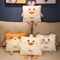 Cartoon Animal Pillow Blanket 3 In1 Stuffed Hand Warmer Bag Cute Cushion Blanket Home Pillow For Children Gift