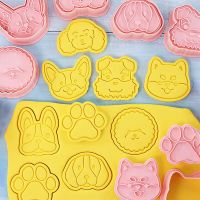 8Pcs/set Dog Shape Cookie Cutters Plastic 3D Cartoon Pressable Biscuit Mold Cookie Stamp Kitchen Baking Pastry Bakeware Tool Bread Cake  Cookie Access