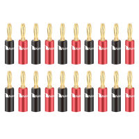 20pcs10pairs Nakamichi BANANA PLUGS 24K Gold-plated 4MM Banana Connector with Screw Lock For Audio Jack Speaker Plugs Black&amp;Red