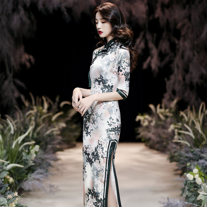 hot-lozklhwklghwh-576cheongsam-ผู้หญิง-2020-ใหม่ฤดูใบไม้ผลิย้อนยุคปรับปรุงชุดสลิมเด็กสาวสไตล์จีนความสง่างามในชีวิตประจำวัน