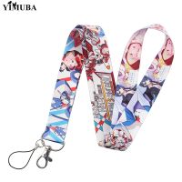 DARLING In The FRANXX Lanyards Keychain Anime Figures Zero Two 02 Cartoon Printed Ribbon Key Chain Neck Straps Anime Accessories