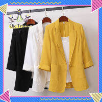 【จัดส่งที่รวดเร็ว✨】Women Summer Coat Cotton Linen Medium Long Loose Suit Jacket