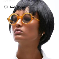 SHAUNA กรอบแว่นกันแดดทรงกลมคู่สี Fnhg สำหรับผู้ชายย้อนยุคป้องกันแสงสีฟ้าแว่นคอมพิวเตอร์