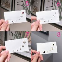 ต่างหู 5 PCS Fashion Pearl Heart Earrings Set Lot Exquisite Rhinestone Party Earring for Female Jewelry Gifts