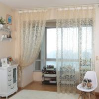 NAPEARL 1 Piece European Style Jacquard Tulle Curtains Leaf Design Fabrics Sheer Cortinas for Balcony Kitchen Bedroom Decor