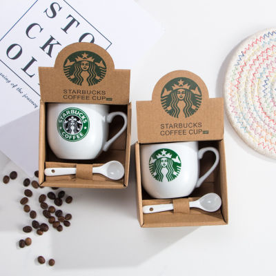 Starbucks coffee cup ถ้วยกาแฟสตาร์บัค ถ้วยกาแฟร้อน แก้วเซรามิก แก้วน้ำเซรามิค แก้วกาแฟ แก้วกาแฟพร้อมช้อน เครื่องดื่ม