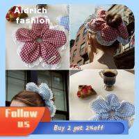 ALDRICH FASHION หนาขึ้น ห่วงผมรูปดอกไม้ เกาหลีแบบเกาหลี ผ้าลายสก๊อตชนบท เครื่องประดับผมประดับ หวานหวานแหววว แหวนลูกไม้ลำไส้ขนาดใหญ่ สำหรับผู้หญิง