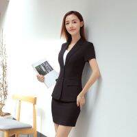 Business attire blue suit female three-piece suit fashion temperament short-sleeved summer suit dress uniforms