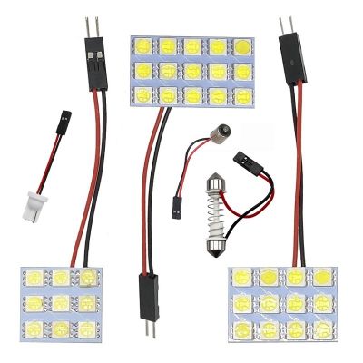 LED Auto Panel Light Reading Dome Bulb Car Interior Roof Map Lamp 6 9 12 15 24SMD 5050 T10 W5W C5W BA9S Festoon 3 Adapter Base