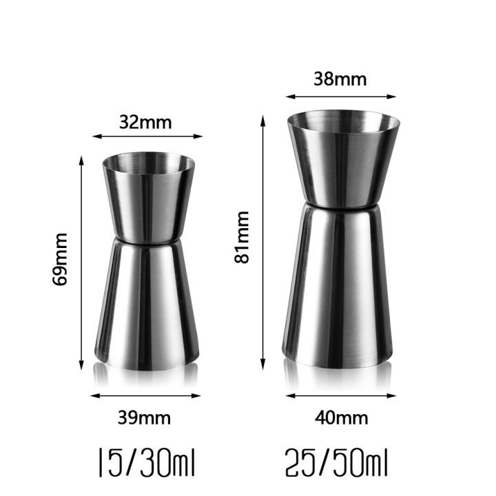 good-quality-liuaihong-ถ้วยตวงสแตนเลส15-30มล-25-50มล-ถ้วยวัดกระบอกผสมค็อกเทลเครื่องดื่มแบบช็อตคู่อุปกรณ์บาร์ห้องครัววัดวิญญาณ