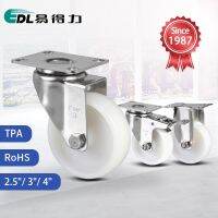 1PC EDL Stainless Steel Light Duty 2.5 inch/ 3 inch/ 4 inch Rigid Swivel Brake Caster 80Kg Capacity Nylon TPA Wheel S34-23