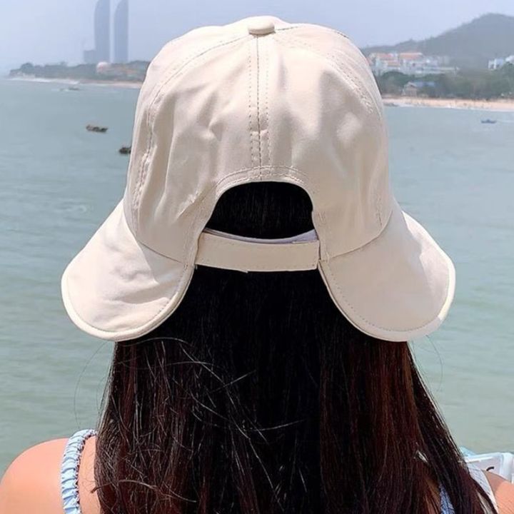 bucket-hat-women-foldable-sunshade-sun-hats-for-women-ladies-korean-fishing-hat-fisherman-cap-adjustable-rope-gorro-sunhat-adhesives-tape