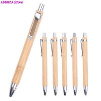 4Pcs Set Bamboo Wood Ballpoint Pen 1.0mm Bullet Tip Blue Black Ink Signature Ball Pen Office School Wrting Stationery Pens