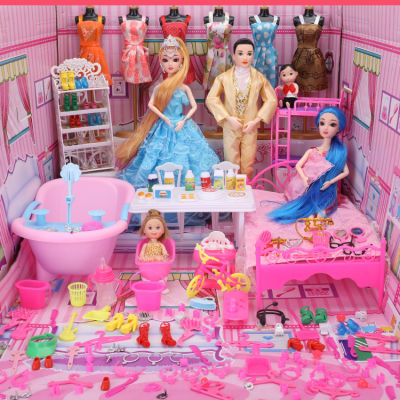 XBW924ราคาถูกบ้านของเล่น Barbie ชุดตุ๊กตากล่องของขวัญขนาดใหญ่ปราสาทคฤหาสน์เด็กบ้านของเล่นเจ้าหญิงชุดแต่งงาน