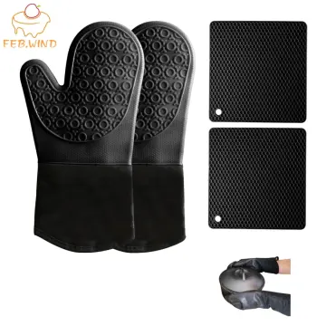 4PCS Oven Mitts and Pot Holders Heavy Duty Cooking Gloves Heat Resistant  Kitchen