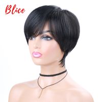 Blice Synthetic Hair 6 Inch Short Natural Wave For Women Heat Resistant 100 Kanekalon Wig Black Daily Party Cosplay Wigs