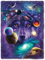 Galaxy Wolf Baby Double Blankets Super Soft Cozy Lightweight Plush Nursery Crib Blanket for Infant Boys and Girls