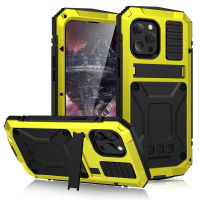 Full-Body Rugged Armor Shockproof Protective Case for iPhone 13 12 Pro Max Mini 11 Pro Max Kickstand Aluminum Metal Cover