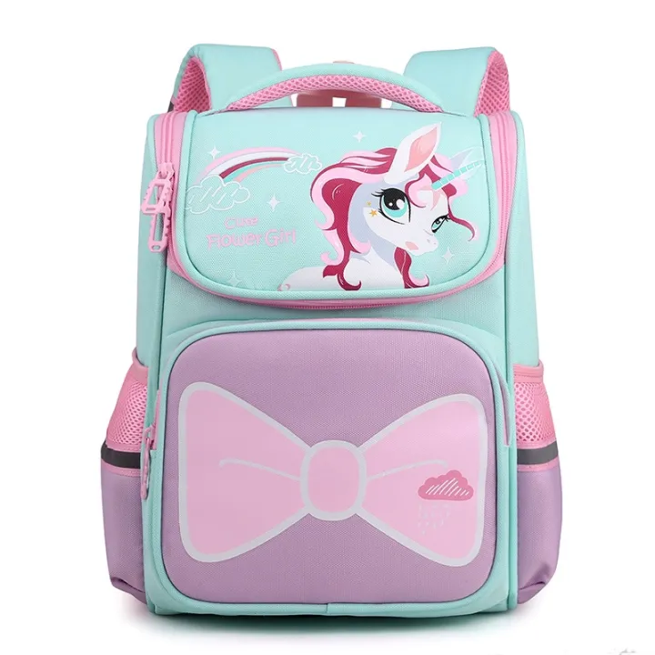 Cartoon Pink Girls School Bags First Grade Primary School Bag for Kids