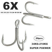 20pcs 6x Super sharp Round treble hook High carbon steel max test 210kg 40 30 20 10 2468# Treble Hooks Fishing Tackle