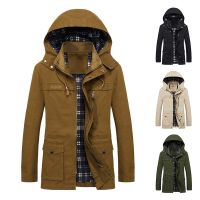 [COD] Cross-border foreign trade mens autumn and winter casual mid-length jacket hooded loose plus-size windbreaker coat Europe America