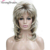 StrongBeauty Natural Synthetic Capless Medium Long Wig Wavy Blonde Wigs For Women 14 Colors