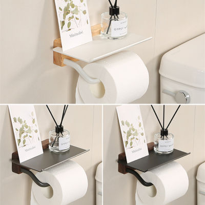 ไม้ที่ใส่กระดาษชำระติดผนังผู้ถือม้วนกระดาษที่มีถาดเก็บห้องน้ำ Organizer ศัพท์ยืนอุปกรณ์ห้องน้ำ