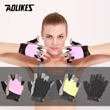 AOLIKES 1 Pair Men Women Gym Half Finger Sports Fitness Exercise Training  Wrist Gloves Anti-slip Resistance Weightlifting Gloves
