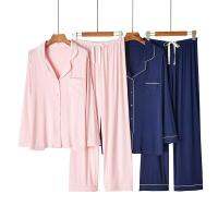 Wintepajamas 2ชิ้นชุดนอนหลวมที่เรียบง่าย homewear ลำลองนุ่มเสื้อคลุมอาบน้ำชุดนอนสีทึบเสื้อและกางเกงผู้หญิงรุ่นยาว slev