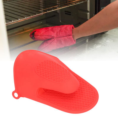 [สงสัย] 2ชิ้นซิลิโคนขนาดเล็กถุงมือเตาอบปองกันโดยทำให้หนาขึ้นลวกทำอาหารถุงมือที่ใช้ในครัว