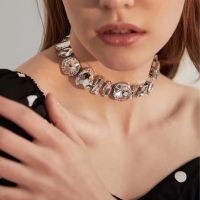 ✥ﺴ 2022 New Clear Crystal Choker Necklaces For Women Silver Color Thick Big Water CZ Clavicle Chian Fashion Necklace Party Jewelry