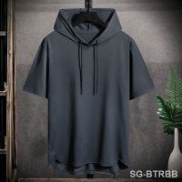 【CW】◕♈  NEW T Shirt Men With Hood Short Sleeve Hoodies Hip Hop Streetwear Patchwork Shirts Fashion Clothing 2023