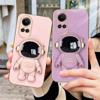 เคส TPU นุ่มโลหะด้วยไฟฟ้านักบินอวกาศสำหรับ OPPO Reno 10 5G/Reno 10 Pro 5G + ขายึด