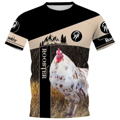 Rooster Lovers T-shirts 3D Graphic Grassland Rooster Splicing T-shirt Fashion Men Pullover Tops Brithday Gifts