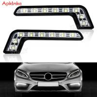 2x Lr 8LED สีขาว12V รถ Universal ตกแต่ง Light Bar DRL Strip Bright Daytime Running Light กันชนหน้าหมอกขับรถโคมไฟ E4