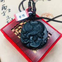 Zheru natural and Tian Moyu carved black good luck big eagle pendant with sandalwood beads necklace sweater chain