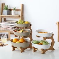 3 Tiers Fruit Basket Bamboo Stand Holder, Vegetables Candy Shelves Fruit Storage Basket, Food Storage Basket