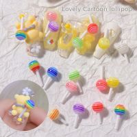 50PCS Summer Mini Candy Resin Nail Art Jewelry Lovely Cartoon Colorful Lollipop Nail Decoration