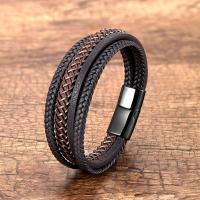 Retro Weave Leather Punk Bracelet For Man Multilayer Rope Chain Mens Jewelry Stainless Steel Magnetic Bangles Gift Wholesale Charms and Charm Bracele