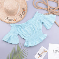 2021Strapless Women Bikini Top Ruffles Cover Up Swimwear One Shoulder Pure Color Solid Summer Beach Wear Off Shoulder Blouse Clothes