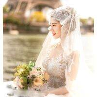 Full lace bridal veil 2022 new white cathedral wedding accessories no comb can cover the face charming luxury 1.5 meters wide ve Hair Accessories