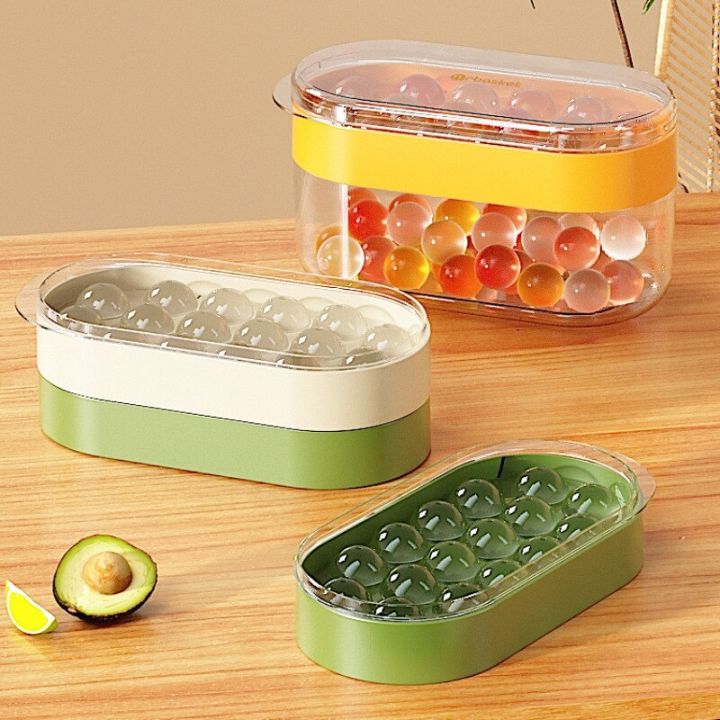 Round Ice Cube Tray with Storage Box Creative Quick Release Ice Cube Molds  Party Bar Kitchen Square Container Cold Drink Set