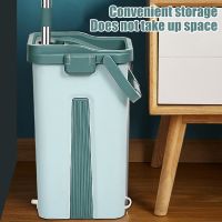 ┋۞▫ Flat Floor Mop And Bucket Set Reusable Microfiber Kitchen Floor Cleaning Mop with 6 Replacement Mop Pads For Home Wash Floor