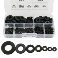 350pcs 7 Sizes M2 M2.5 M3 M4 M5 M6 M8 Screw Bolt Gasket Insulation Ring Black Nylon Flat Washer Gasket Assortment Kit