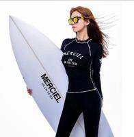 ชุดว่ายน้ำผู้หญิง Merciel ผ้า Spandex แท้ สีดำแขนยาวขายาว ใส่เล่นsurf ดำน้ำ ได้ สวยน่ารักเซ็กซี่