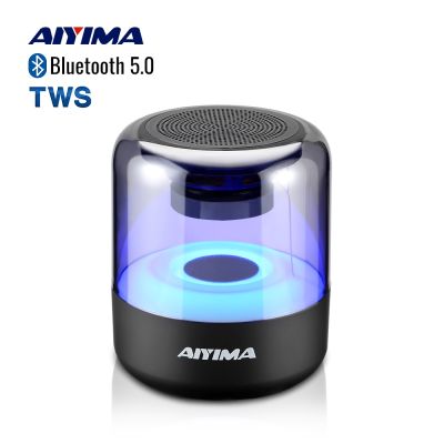 Aiyima ลําโพงซับวูฟเฟอร์บลูทูธไร้สาย TWS รองรับการ์ด TF และ AUX ขนาดเล็ก สีสันสดใส